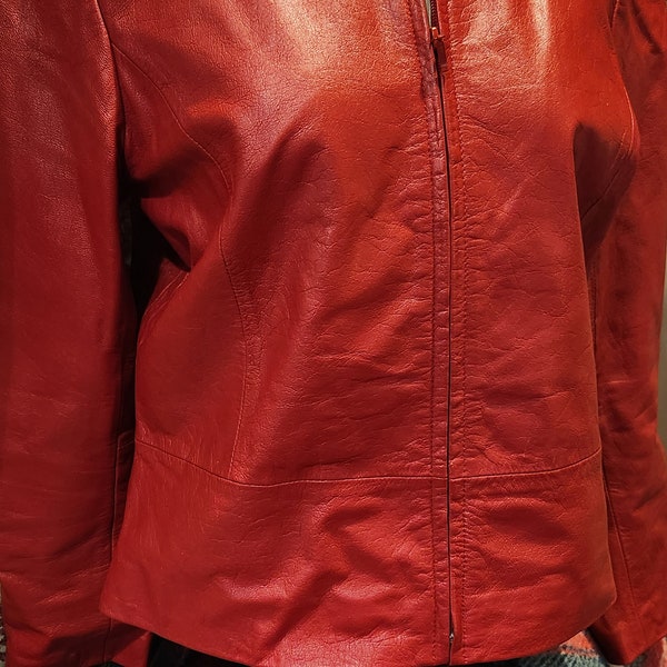 Vintage Yvonne Marie - Red Leather Jacket SZ Medium