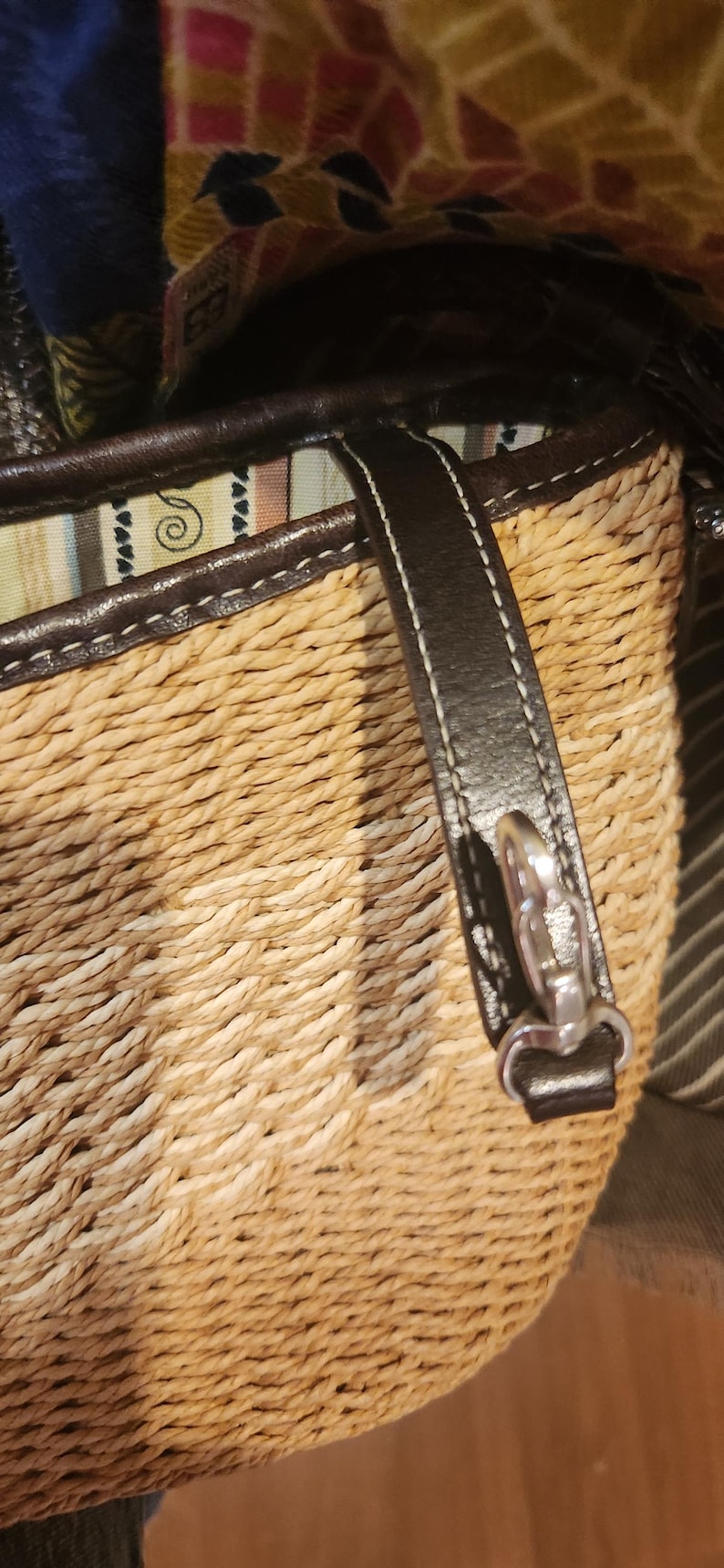 Vintage Brighton "Sydney" axelväska i stråläder bild 6