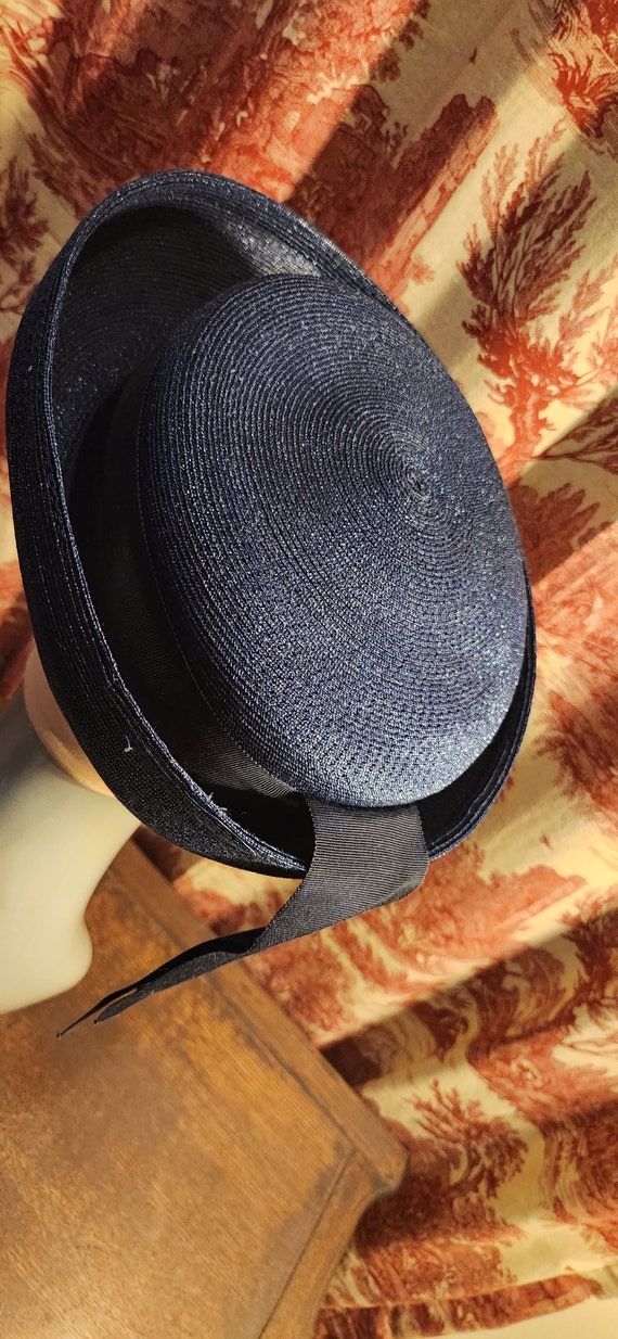 Vintage Navy Straw - Suzy et Paulette Chapeaux