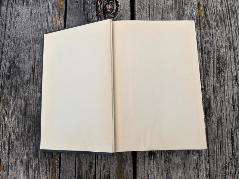 May include: An open hardcover book with blank, off-white pages. The book is positioned so that the spine is visible on the left side, showing a dark cover, while the interior pages are completely empty and feature a smooth, matte texture.