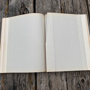 Pu&ograve; includere: Un libro aperto con pagine bianche color avorio. La pagina sinistra &egrave; liscia e vuota, mentre la pagina destra presenta una linea verticale che crea un layout a colonne. I bordi della carta sono puliti e la rilegatura &egrave; visibile al centro.