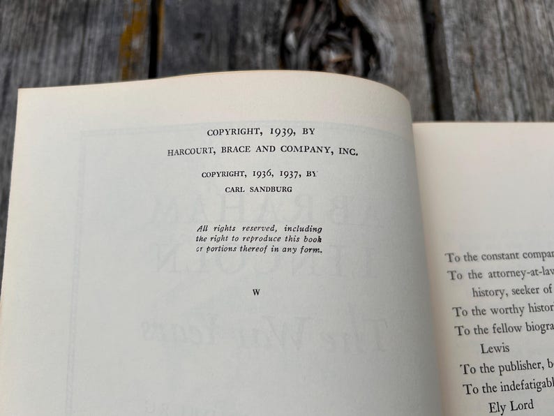 May include: The copyright page of a book featuring black text on an off-white background. It states: COPYRIGHT, 1939, BY HARCOURT, BRACE AND COMPANY, INC. COPYRIGHT, 1936, 1937, BY CARL SANDBURG. All rights reserved, including the right to reproduce.