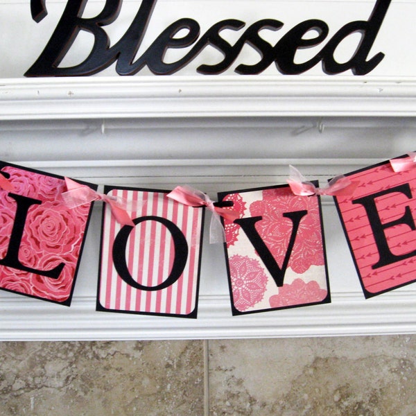 LOVE Banner, Home Decor, Holiday Decoration, Wedding Decoration, by Mailbox Memories
