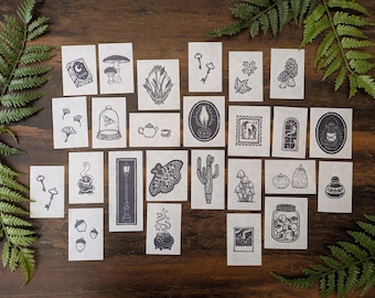 Original Handmade Linocut Print // Mini Prints