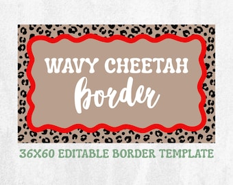 Plantilla de banner con borde ondulado de guepardo, leopardo y jaguar (editar en Canva)