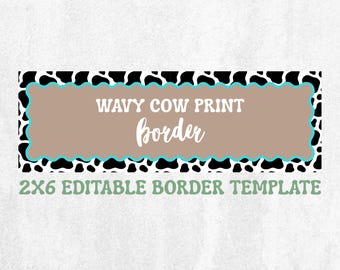 Plantilla de banner con borde ondulado estampado de vaca de 2x6 para impresión en Walgreens (editar en Canva)