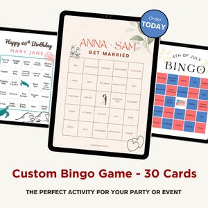 Custom Bingo Game for Party, Event, Team-Building, or Game Night - 30 Bingo Cards