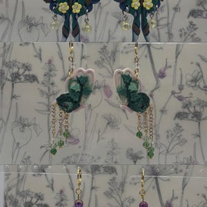 Polymer Clay Beaded  Dangle and Stud Fantasy Moth and Butterfly