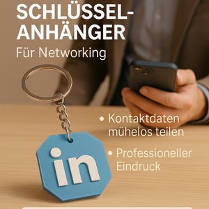 LinkedIn sleutelhanger met NFC | Digitaal netwerken voor beurzen & bedrijven | Contact delen via scan | Herschrijfbaar