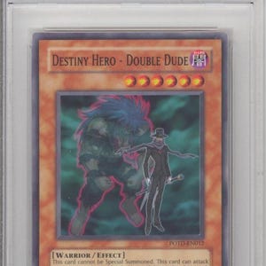 PSA 9 - Yu-Gi-Oh Card - Potd-En012 - Destiny Hero - Double Dude (Super Rare Holo) - Mint