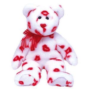 TY Beanie Buddy - SMOOCH the Kisses Bear (13.5 inch) - MWMTs Stuffed Animal Toy