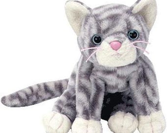 Peluche Ty Beanie Baby - Gato plateado (14 cm) (1999) con etiquetas