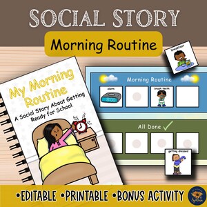 Morning Routine for Kids Social Story for Autism: Visual Schedule, Life Skills Activities for Special Education, Printable, Digital Download