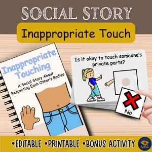 histoire sociale touchante inappropriée pour les enfants | Sécurité du corps + Consentement | Ressource SEL pour l'autisme | Cartes Oui/Non | Limites personnelles