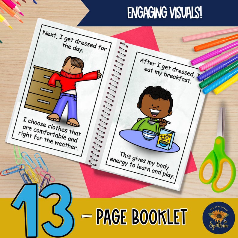 Predicable Routine With Time Morning Routine for Kids Social Story for Autism: Visual Schedule, Life ...