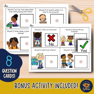 Help kids understand no and accept no for an answer. This helps with self regulation, handling frustration, and teaching social skills. This story provides alternatives when the answer is no such as waiting or making a different choice. Perfect for autism, behavior management, and SEL. Special education and early learning resource with bonus yes and no question cards to reinforce understanding.