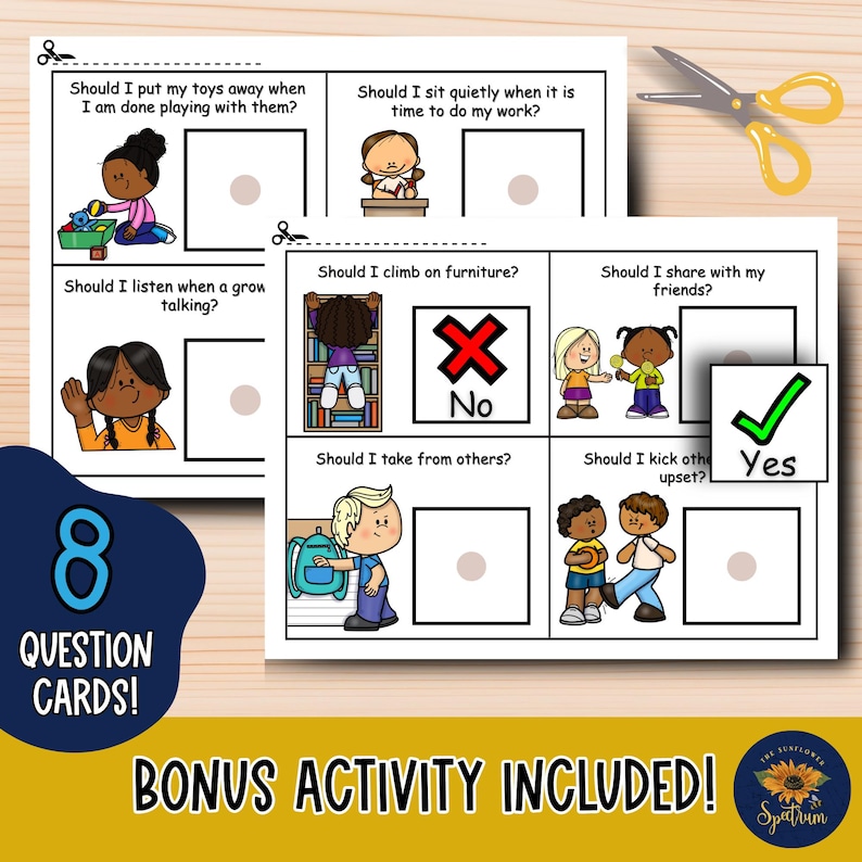 Help kids understand no and accept no for an answer. This helps with self regulation, handling frustration, and teaching social skills. This story provides alternatives when the answer is no such as waiting or making a different choice. Perfect for autism, behavior management, and SEL. Special education and early learning resource with bonus yes and no question cards to reinforce understanding.