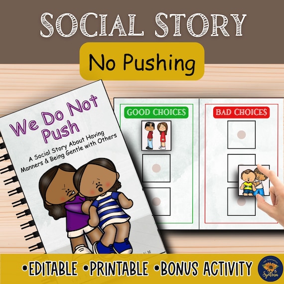 No Pushing Social Story | Safe Hands & Personal Space | Social Emotional Learning | Autism Social Skills | Behavior Management for Kids