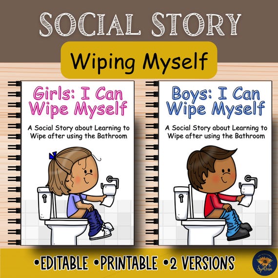 Wiping Bottom Social Story | Toileting Social Story for Autism & Special Needs | Hygiene Life Skills for Kids | Boy and Girl Potty Training