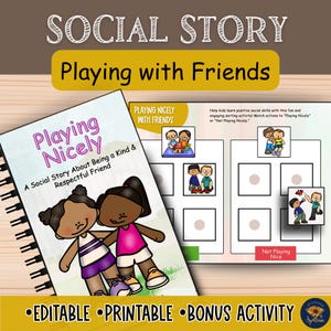 Playing Nicely with Friends Social Story for Autism | Turn-Taking | Social Skills Activity | SEL Behavior Story | How to Play with Friends