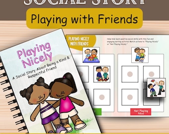 Schön spielen mit Freunden Social Story für Autismus | Zugrunde | Aktivität für soziale Fähigkeiten | SEL Verhalten Geschichte | Wie man mit Freunden spielt