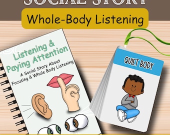 Whole Body Listening Social Story for Autism | Paying Attention Behavior Visual Cards | Eye Contact | SEL | Classroom Management