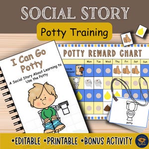 Potty Training Social Story & Reward Chart: Toddler Potty Training, Autism Toileting, Bathroom Life Skills for Girls and Boys, Printable PDF