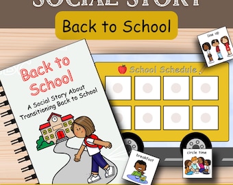 Back to School Printable Social Story + Autism Visual Schedule | PECS Communication | Daily Routine for Kids | Visuals for Special Education