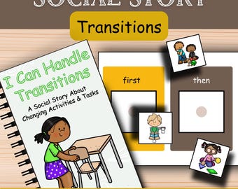 Autism Transitions Social Story & First Then Board: Calming Strategies and Coping Skill for Kids, Routine Visuals