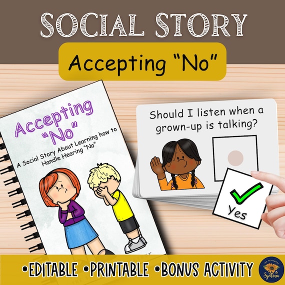 Accepting No Social Story | Special Education Behavior Resource | Autism SEL Activity | Calming Strategies | Bonus Yes/No Scenario Cards