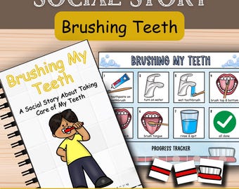 Histoire sociale du brossage des dents pour l'autisme : affiche de la séquence de brossage des dents pour les enfants et visuel
