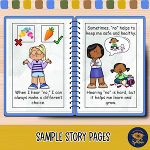 Help kids understand no and accept no for an answer. This helps with self regulation, handling frustration, and teaching social skills. This story provides alternatives when the answer is no such as waiting or making a different choice. Perfect for autism, behavior management, and SEL. Special education and early learning resource with bonus yes and no question cards to reinforce understanding.