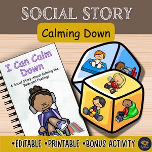 Histoire sociale apaisante pour les enfants | Activités SEL | Stratégies d'autoréglementation | Compétences d'adaptation + modèles de dés apaisants | Aide au comportement