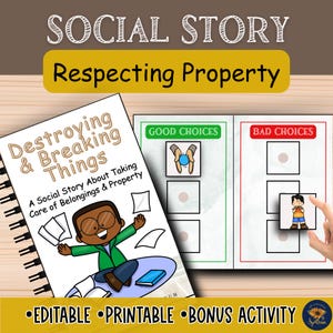 Breaking Things & Destroying Property Social Story | Self-Regulation and Behavior | Good Bad Choices Activity | Social Emotional Learning