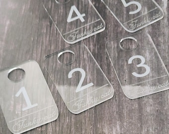 Personalised Dressing room number, Acrylic wardrobe Tag sign, Cloakroom numbers