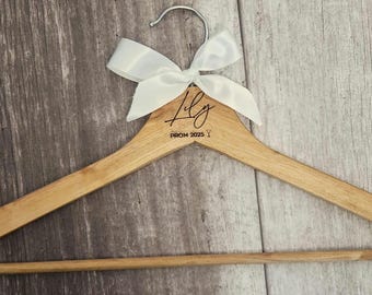 Elegant lazer engraved hangers for weddings or Prom or special event.  Absolute Essential for dress or suit wedding photography.