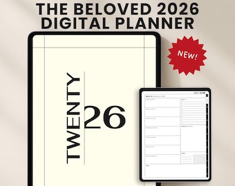 Planner digitale 2026 / The Beloved Planner / GoodNotes & Notability / Planner PDF per iPad + 165 adesivi digitali / Planner di vita estetico
