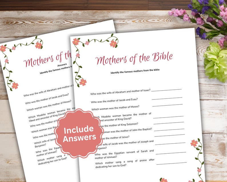 Mothers of the Bible Mothers Day Game Printable, Christian Mothers Day ...