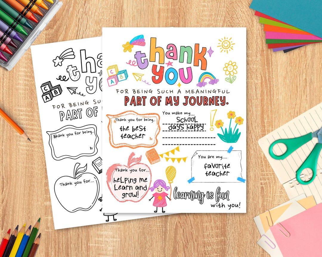 Teacher Thank You Fill in Printable, End of Year Appreciation Letter ...