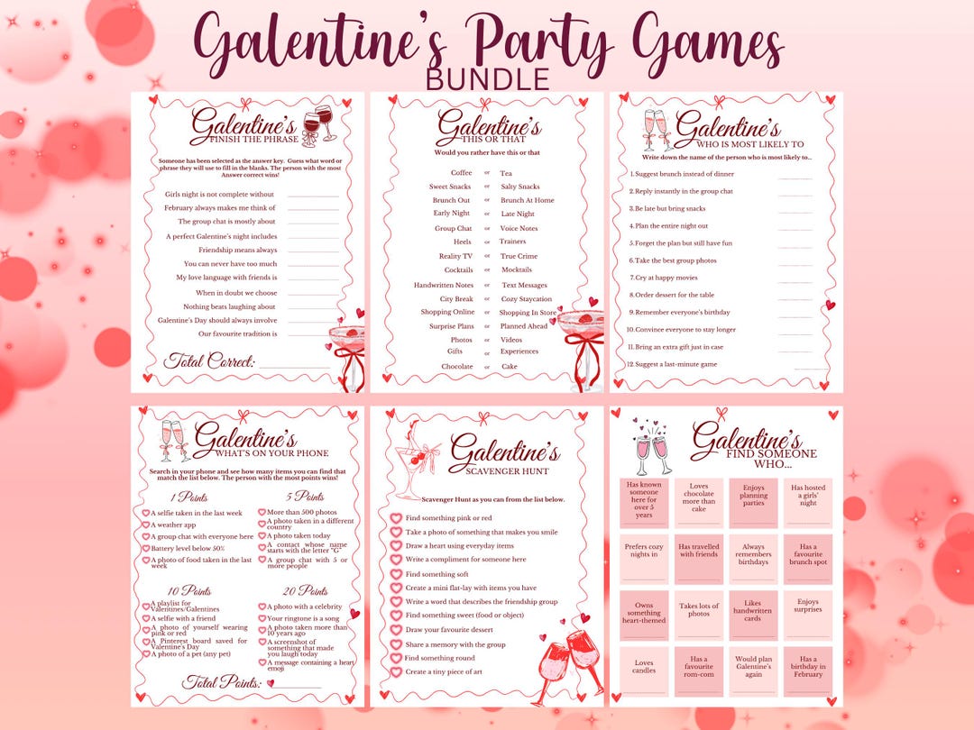 Galentine’s Games Bundle Printable, Galentines Day Party Games for ...