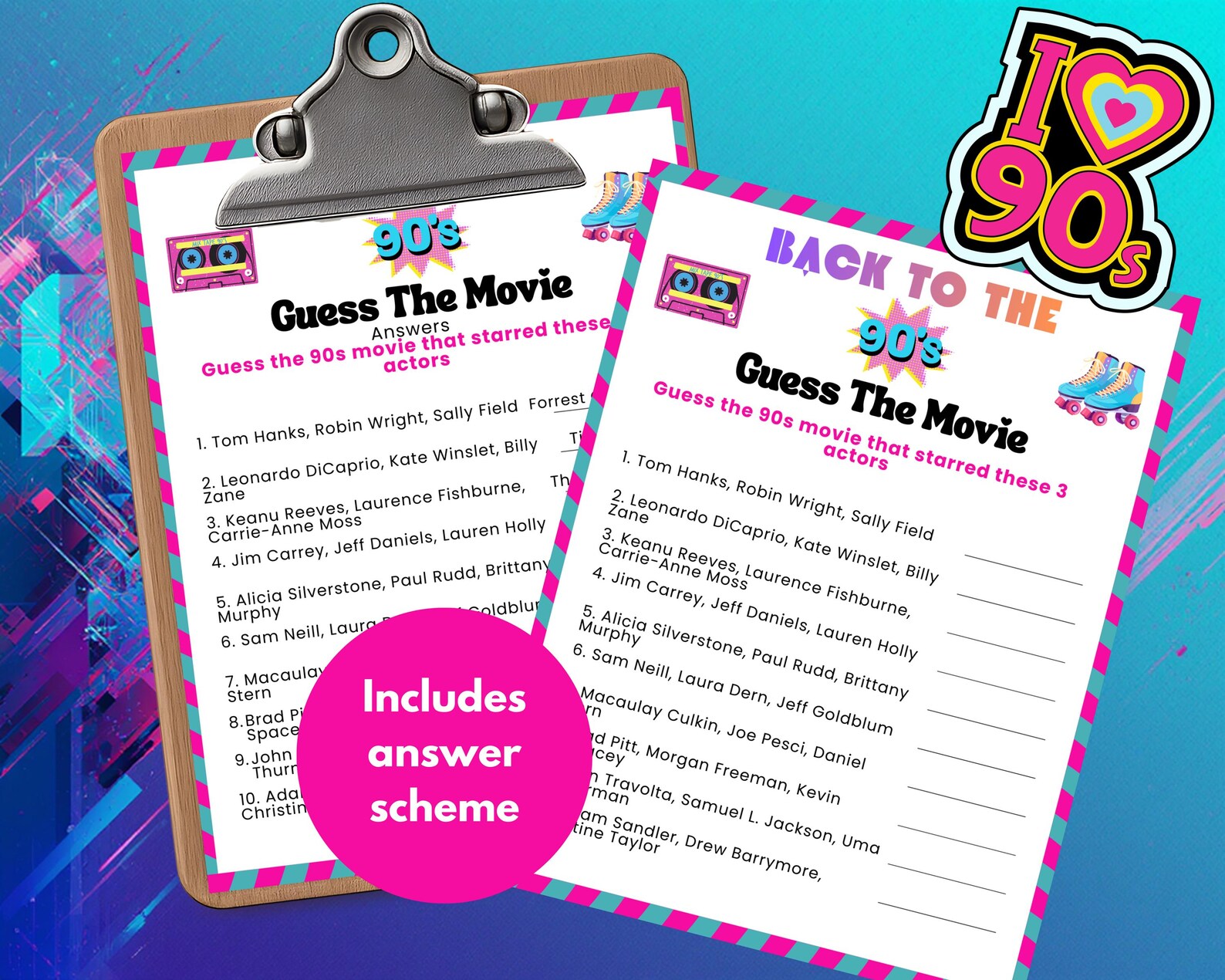 90s Party Game, Guess the Movie Game Printable, 90s Movie Quiz, Movie ...