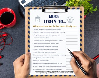 Office Team Building Game, Staff Meeting Game, Office Party Game,  Most Likely To Party Icebreaker, Party Team Building Games for Office