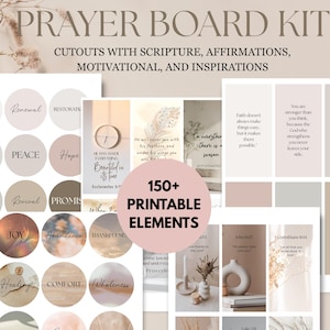 Kit imprimible para tablero de oración, tablero de oración cristiano, tarjetas para peticiones de oración, tablero de oración para armar, kit de estudio bíblico, ministerio de mujeres, tablero de visión.