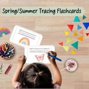 Cartes d'apprentissage de l'écriture printanière pour les activités préscolaires imprimables pour les tout-petits Cartes d'entraînement à l'écriture manuscrite PDF