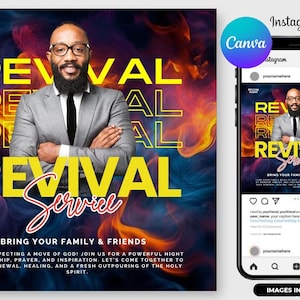 Revival Night Church Flyer | Editable Canva Template