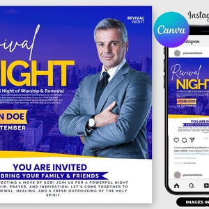 Revival Night Church Flyer | Editable Canva Template