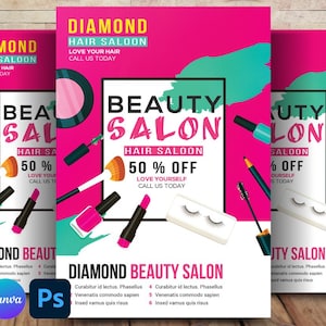 Plantilla de certificado de regalo para salón de belleza / Tarjeta de regalo de spa editable / Cupón de salón imprimible / Tarjeta de regalo de salón de uñas personalizable