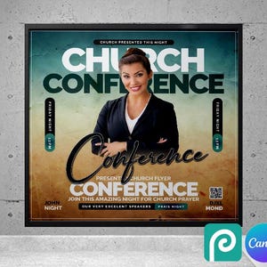 Editable Church Flyer Template | Canva Church Event Flyer | Religious Service Poster | Printable Church Program | Sunday Worship Invite