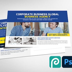 Editable Corporate Business Postcard Template | Printable Marketing Postcard PDF | Customizable Professional Postcard Design