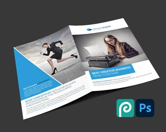 Editable Business Bi-Fold Brochure Template: Corporate Marketing (PDF)